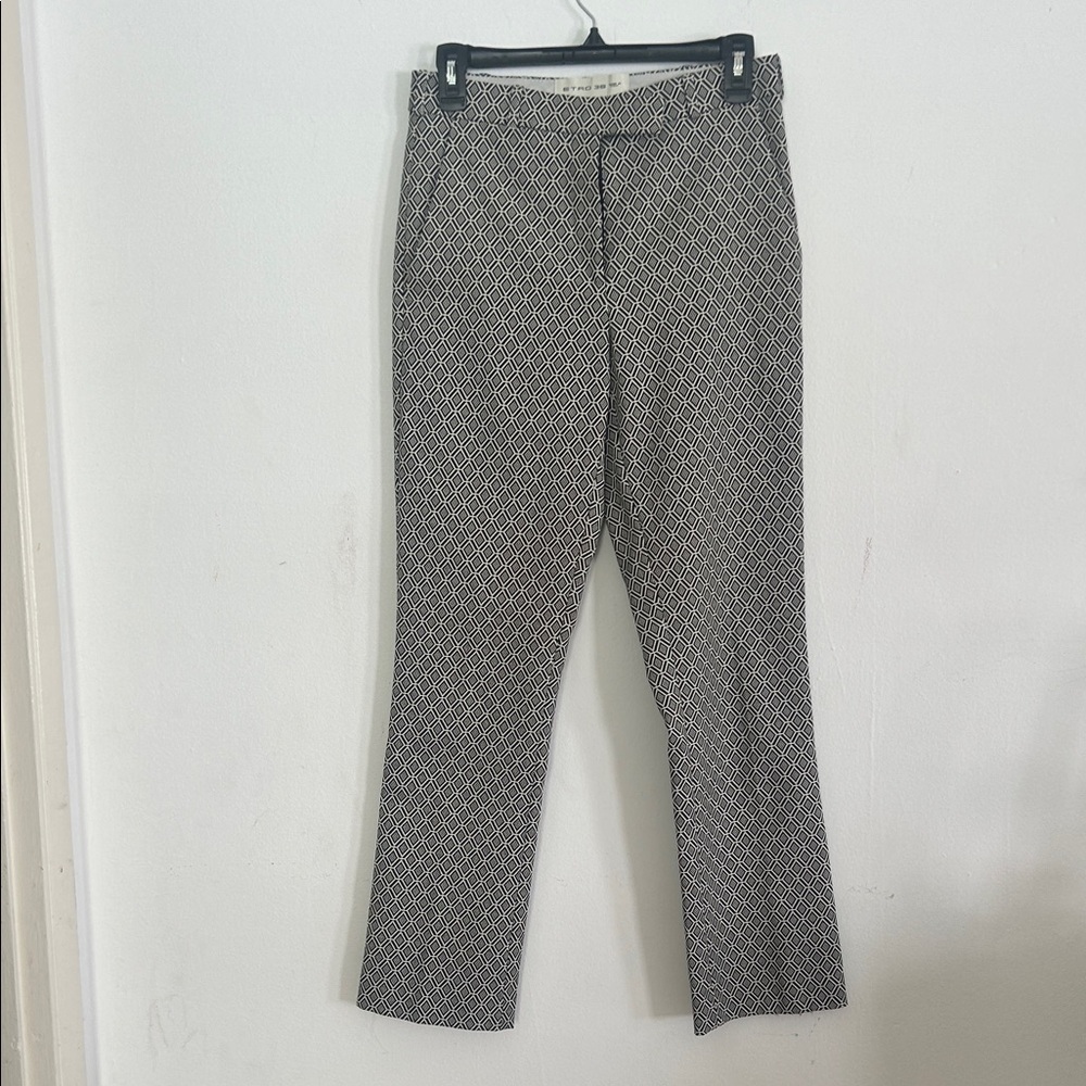 Etro Black & White Geometric Dress Pants
